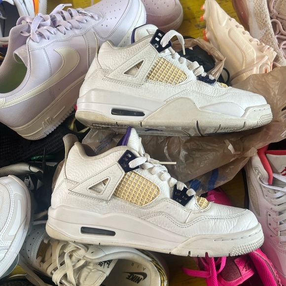 Jordan White and purple Retro Nike Air Jordan 4 preowned $150 obo - Picture 1 of 6
